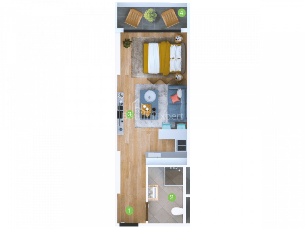 Apartment 33.6 m² - Sherif Khimshiashvili, Batumi, Georgia