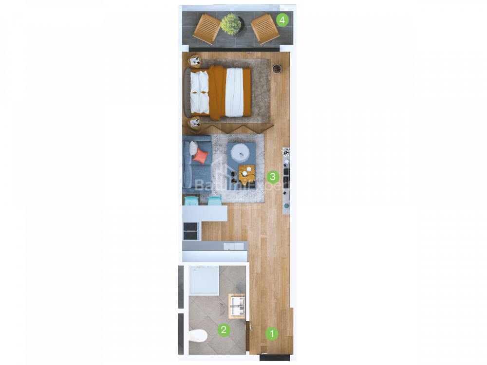 Apartment 33.6 m² - Sherif Khimshiashvili, Batumi, Georgia