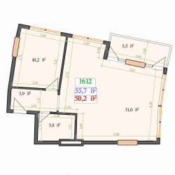 Object under construction 2-room 55.7 m² - Lech and Maria Kaczynski, Batumi