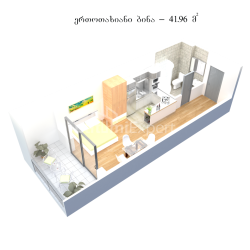 Apartment 1-room 42 m² - Andrew the First Called, Kvariati